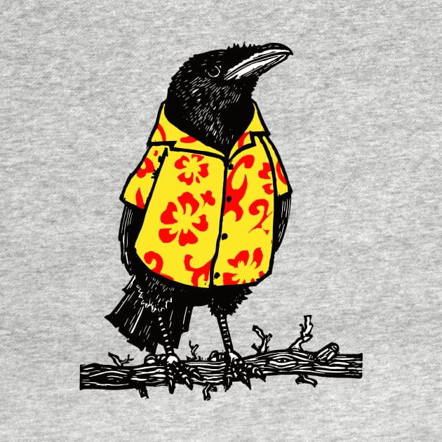 Hawaiian Shirted Crow by LiquoriceLino